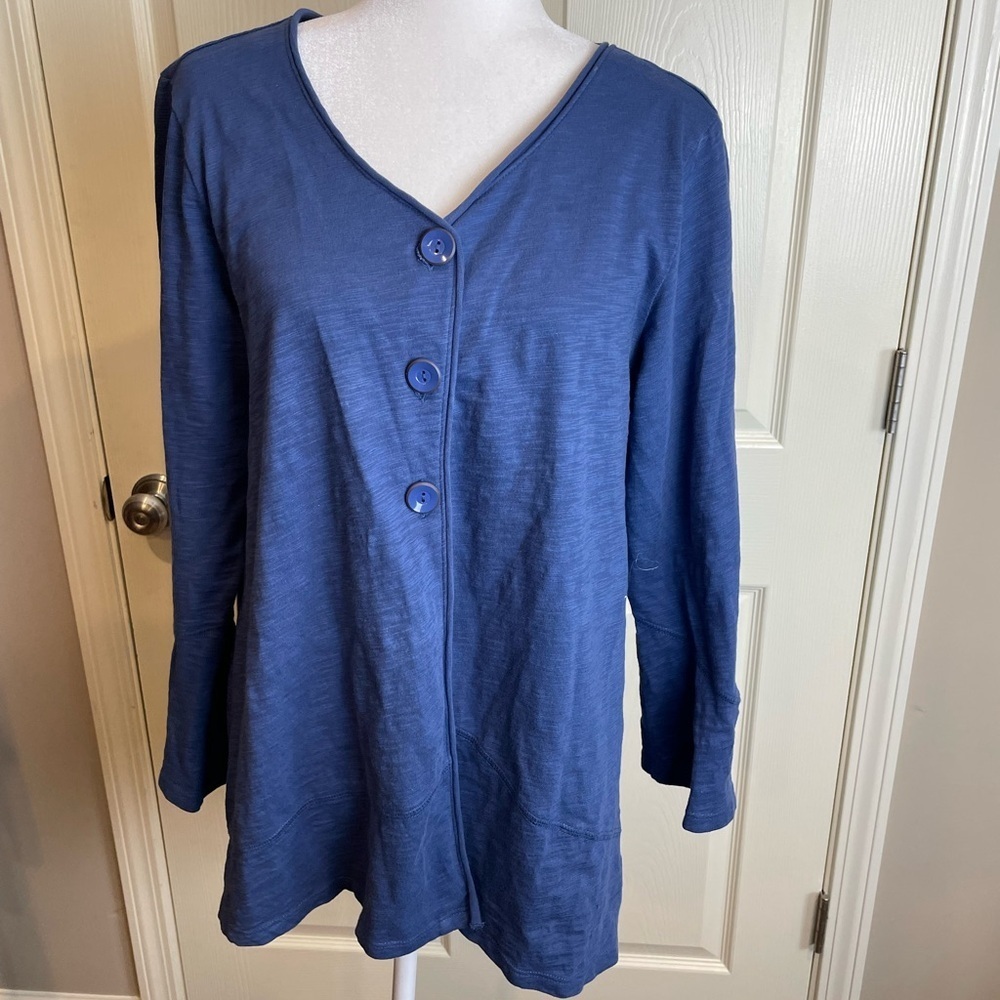 Habitat cotton Blue Button-Up Cardigan medium